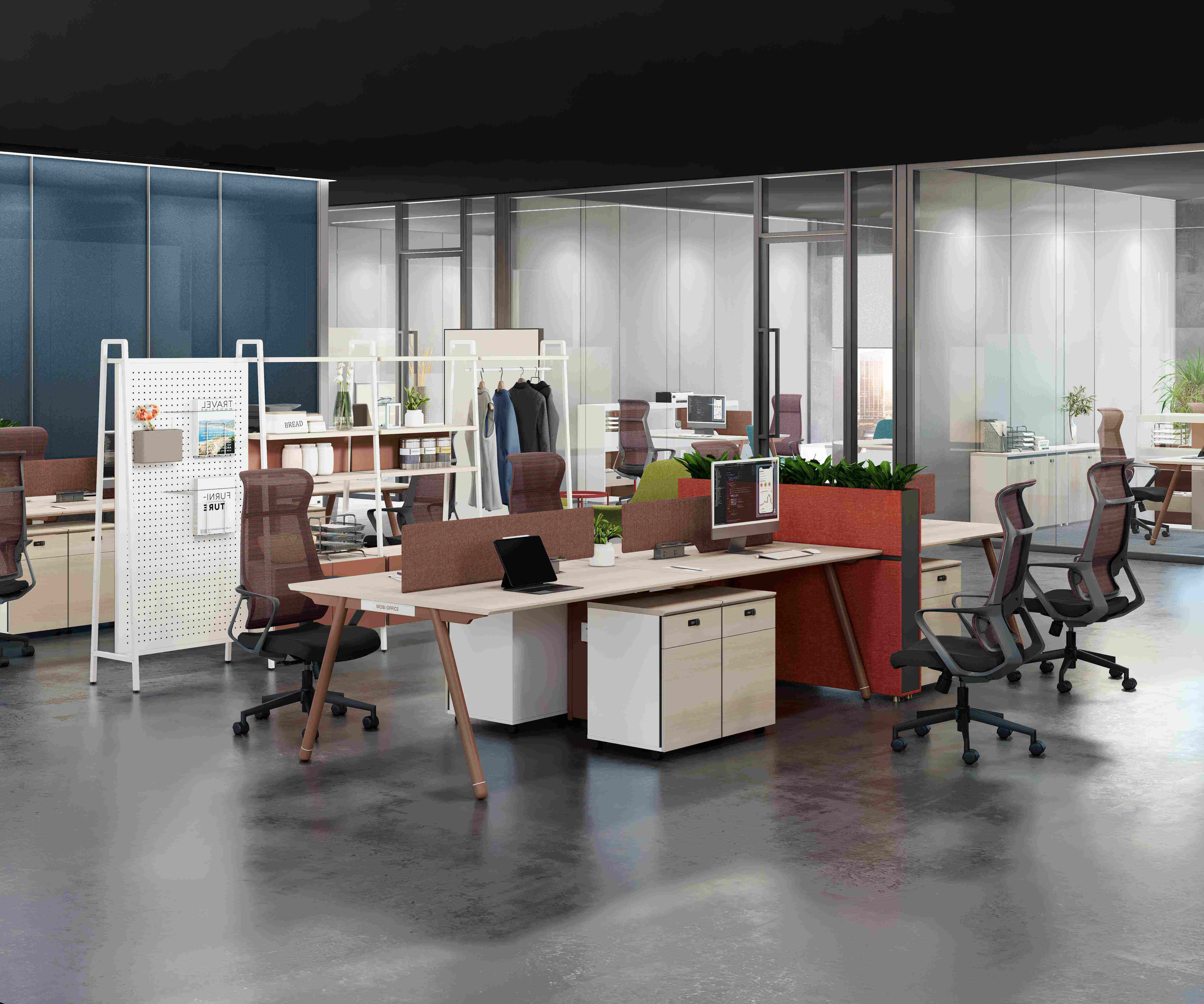Aluminum L Shape Modern Cubicle Partition Desk Wood Table Space Saver Office Furniture Home Office Desk and Workstation