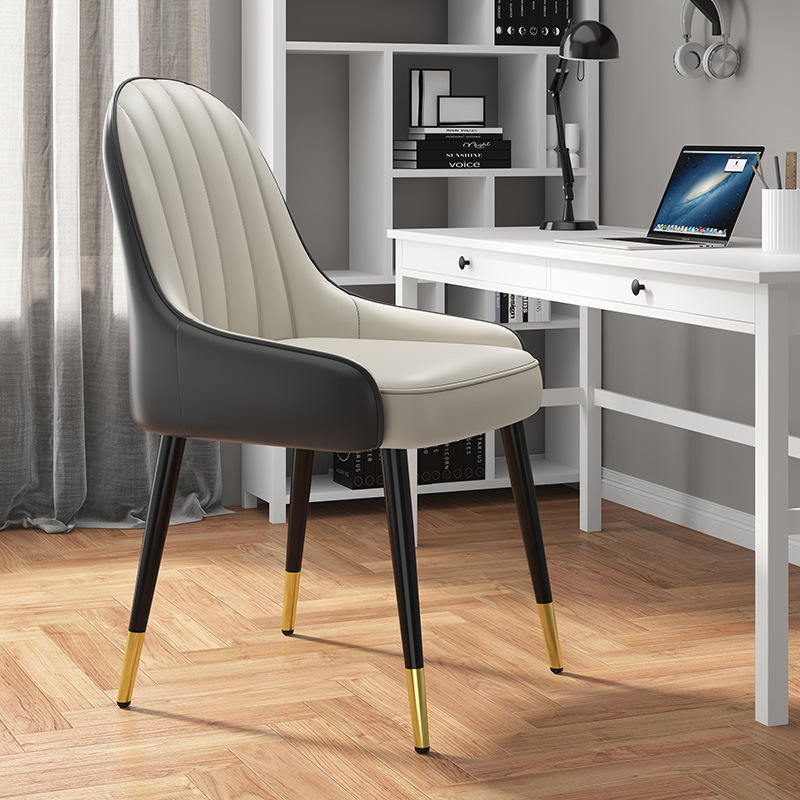 hotel metal frame kitchen chairs metal leg black pu leather padded dining chair for res
