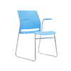 Wholesale Steel Frame Plastic Seat Stackable Training Chair With Armrest Modern Meeting Chair For Office And School Study Room