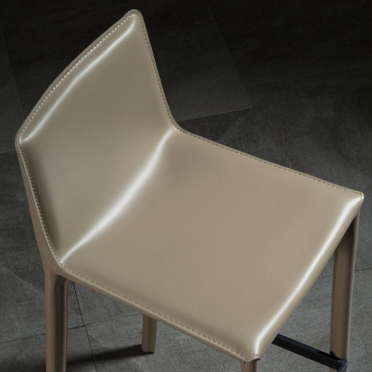 Italian minimalist saddle leather bar stool modern minimalist home high stool backrest bar creative light luxury bar stool