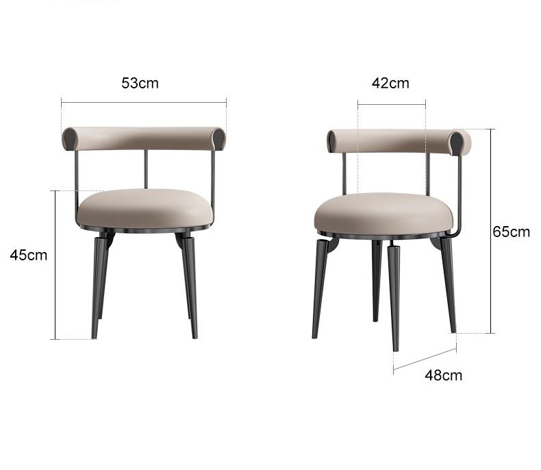 Wholesale White Black Nordic Restaurant Hotel Upholstered Leather Modern Room Dining Chair Stainless Steel Armrest Chair
