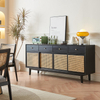 Wholesale Multifunction Modern Rattan Living Room Furniture Wooden Tv Hallway Console Cabinet Table Ash Wood Rattan Side Cabinet