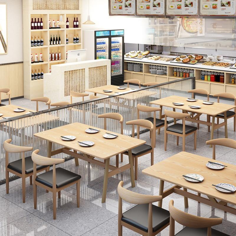 Modern Minimalist Rectangular Dining Table Rental House Light Luxury Dining Table Solid Wood Restaurant Kitchen Dining Table