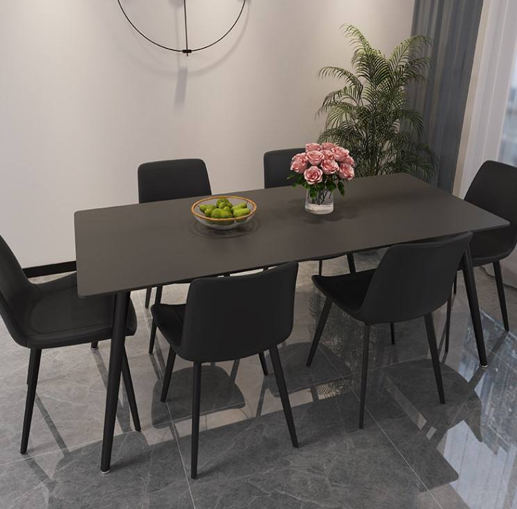 Wholesale Fashion Creative Wire Leg Dining Table Dining Room Furniture Marble Slate Rock Tabletop Dinner Table mesas