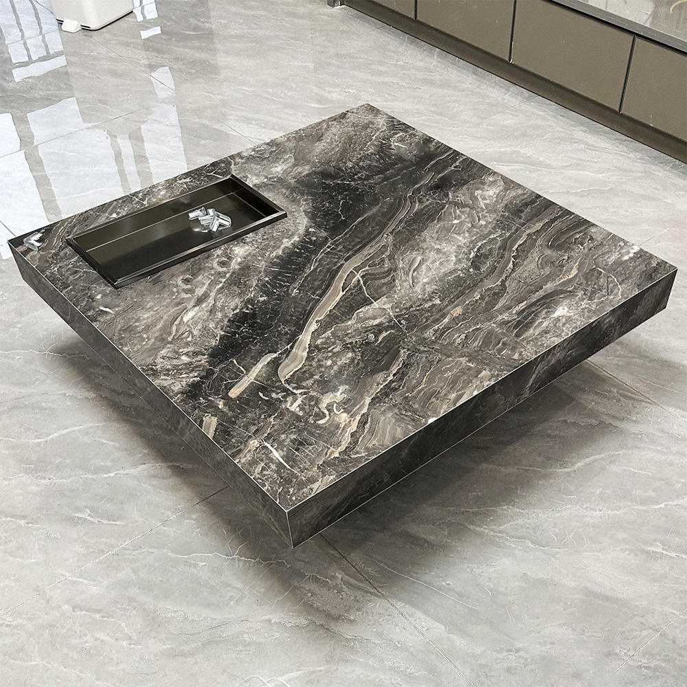 new design Italian living room home marble high-end villa square living room tea table