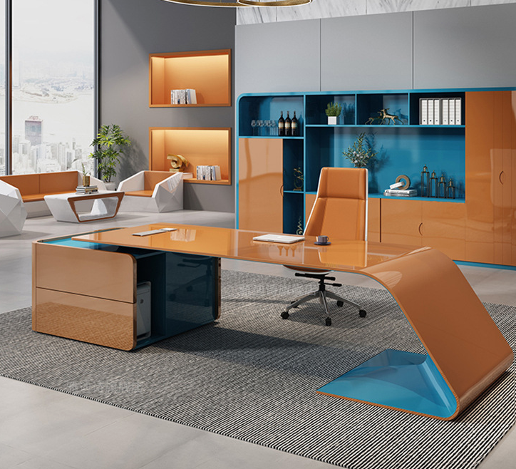 Latest Modern L-shape Office Furniture Piano Paint Wooden Computer Table Executive Manager Ceo Desk White home Office Desk