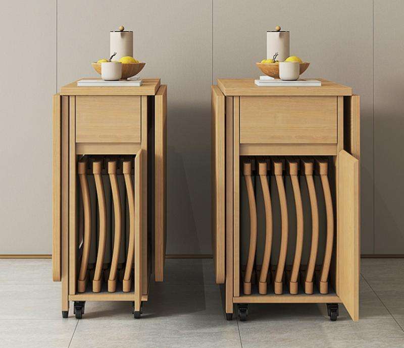 Solid Wood Folding Dining Table House Multi-functional Movable Dining Table Chair Combination Solid Wood Dining Table mesas
