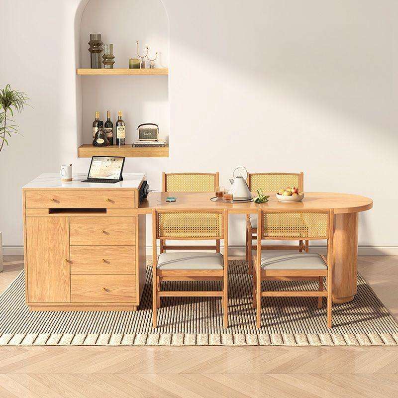 Solid Wood Dining Table Multi-functional Desk And Chair Combination Rock Slab Square Dining mesas Dining Room Table