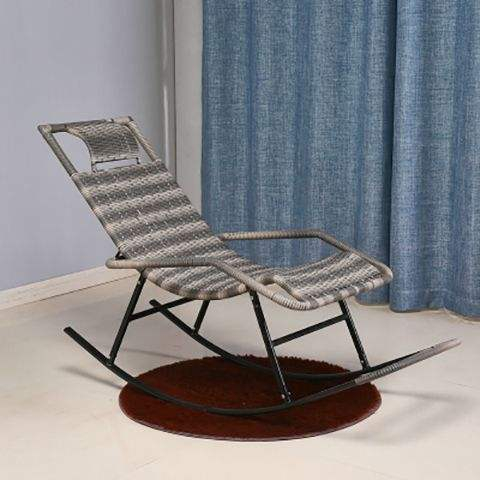 Outdoor Patio Rocking Chair, Rattan Rocker Padded Cushion Recliner Outdoor, Rattan Rocking Chair for Balcony, Front Porch, Garde