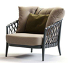 Modern Outdoor Rattan Sofa Garden Waterproof Leisure Single PE Rattan Chair Back Support Sofa Chair Sillas