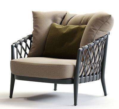 Modern Outdoor Rattan Sofa Garden Waterproof Leisure Single PE Rattan Chair Back Support Sofa Chair Sillas