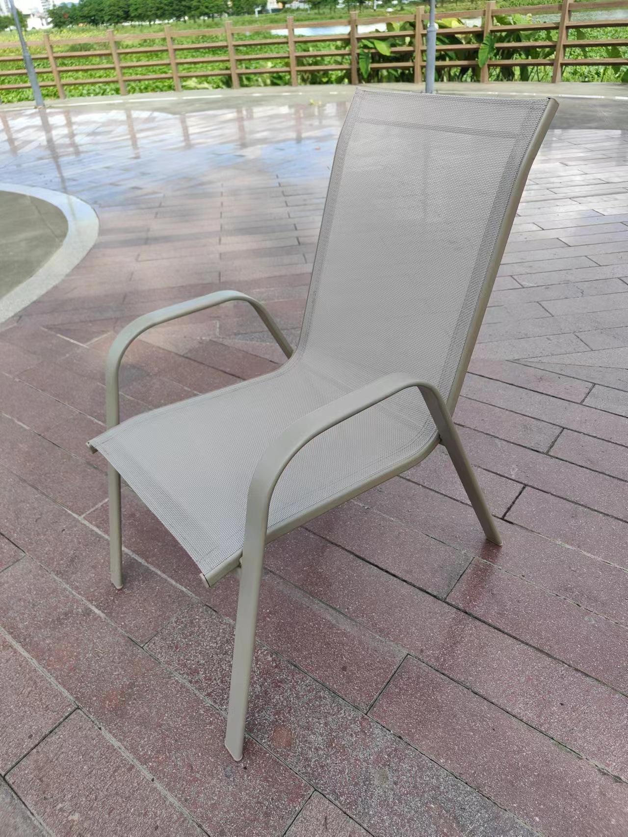 Outdoor Leisure High Back Stackable Chair Wrought Iron Single Chair Mesh Sillas Patio Balcony Coffee Shop Chair