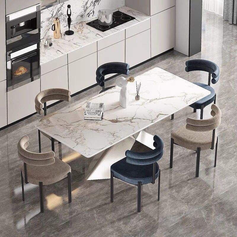 italian modern sillas de comedor designers nordic curved black boucle Fabric dining chair Home Dining Chair