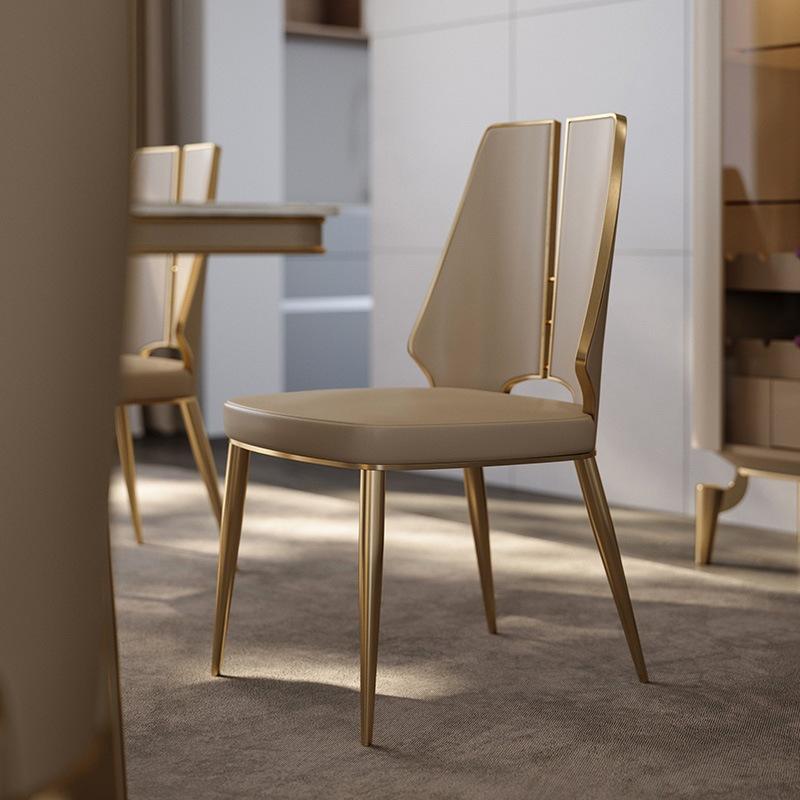New Design Modern Ergonomic Leather Luxury Living Room Hotel Restaurant Home Furniture Metal Stainless Steel Dining Chair