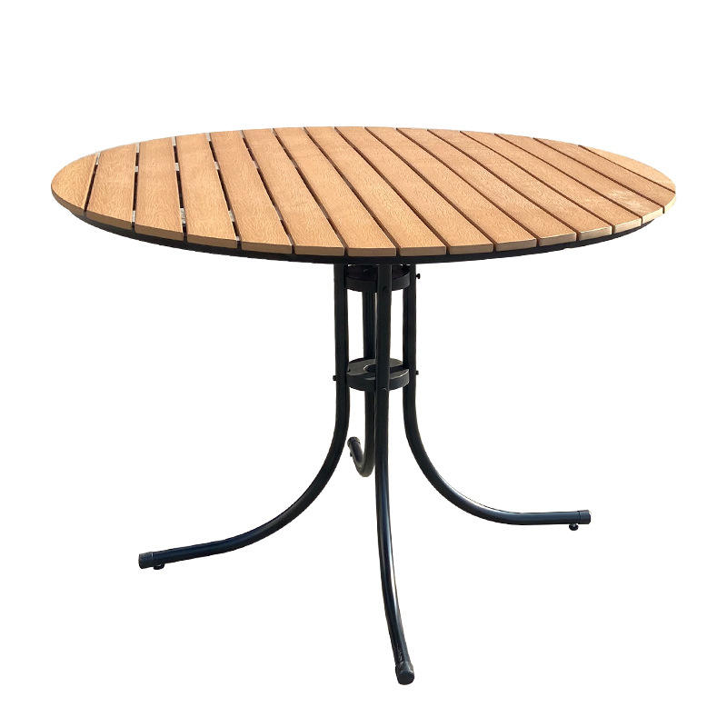 Outdoor Commercial Furniture Dining Chair And Table Set Metal Frame Plastic Wood Chair Garden Sillas Courtyard Mesas