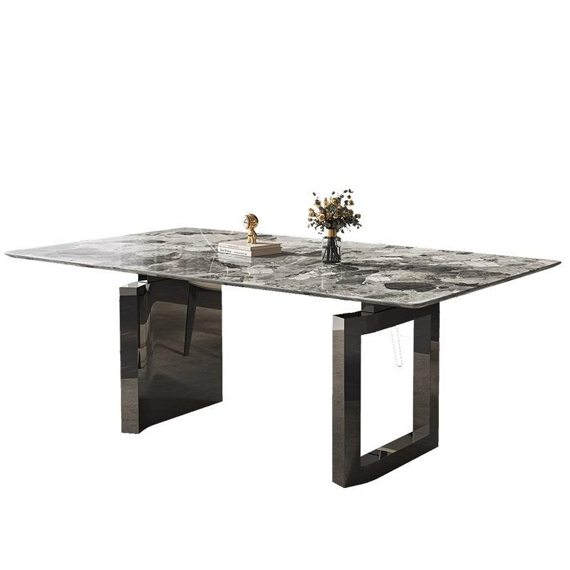 Luxury High-end Jade Marble Fashion Creative STAINLESS STEEL Leg Dining Table Dining Room Furniture Marble Tabletop Table