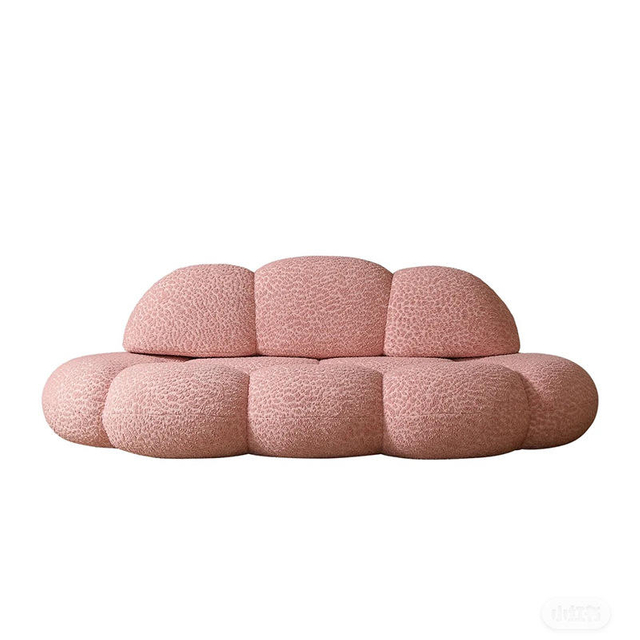 Simple Nordic Arc Sofa Designer Creative Fabric Teddy Velvet Small Living Room Cloud Sofa