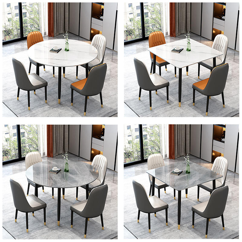 Wholesale Fashion Creative Wire Leg Dining Table Dining Room Furniture Marble Slate Rock Tabletop Dinner Table mesas