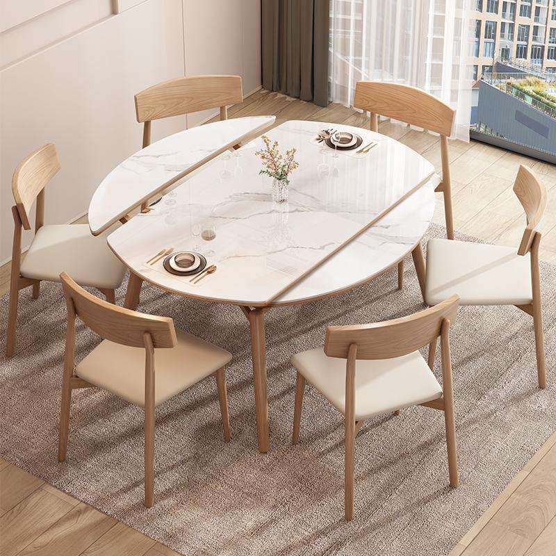 Solid Wood Rock Plate Dining Table Small Apartment Telescopic Multi-functional Home Nordic Restaurant Dining Table mesas