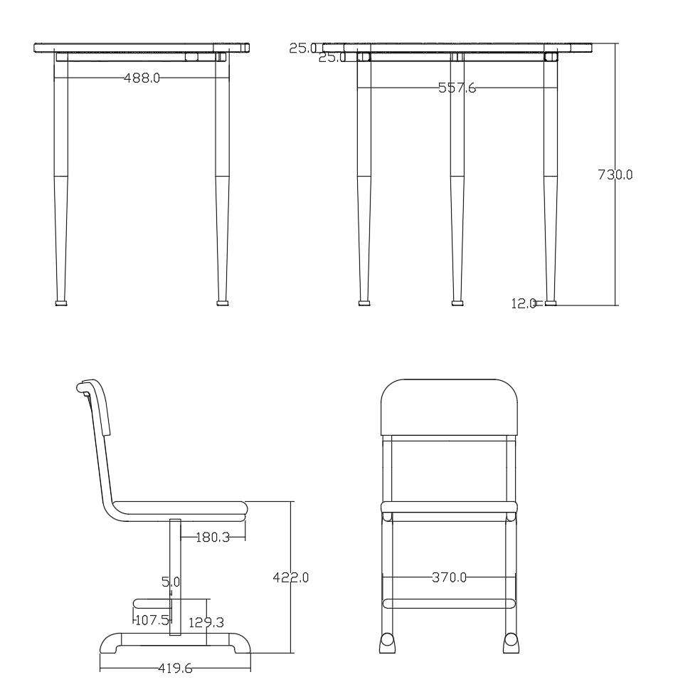 School desk and chair adjustable height in classroom sets Striping set mesas