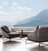 Modern Outdoor Rattan Sofa Garden Waterproof Leisure Single PE Rattan Chair Back Support Sofa Chair Sillas