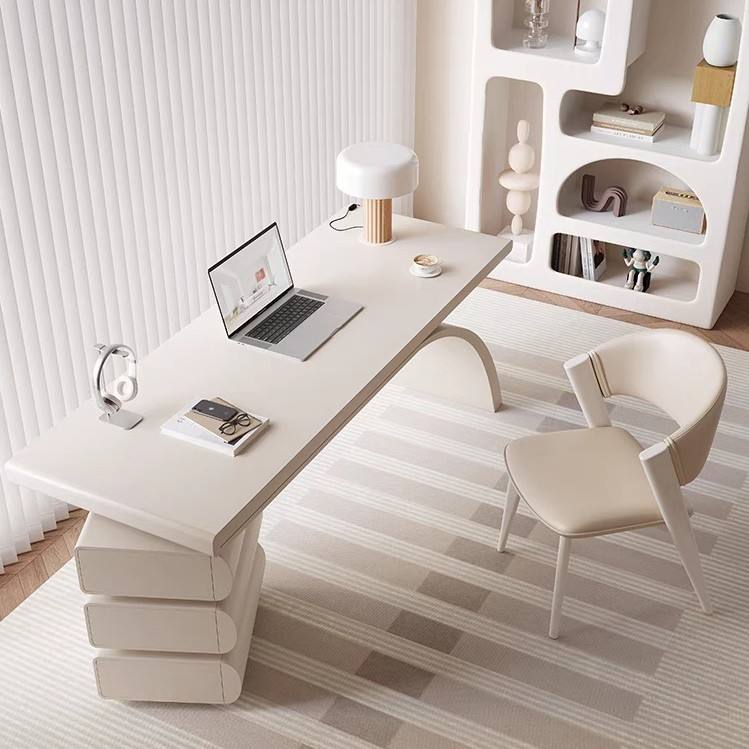 Modern simple Italian light luxury family office computer sintered stone desk with drawers