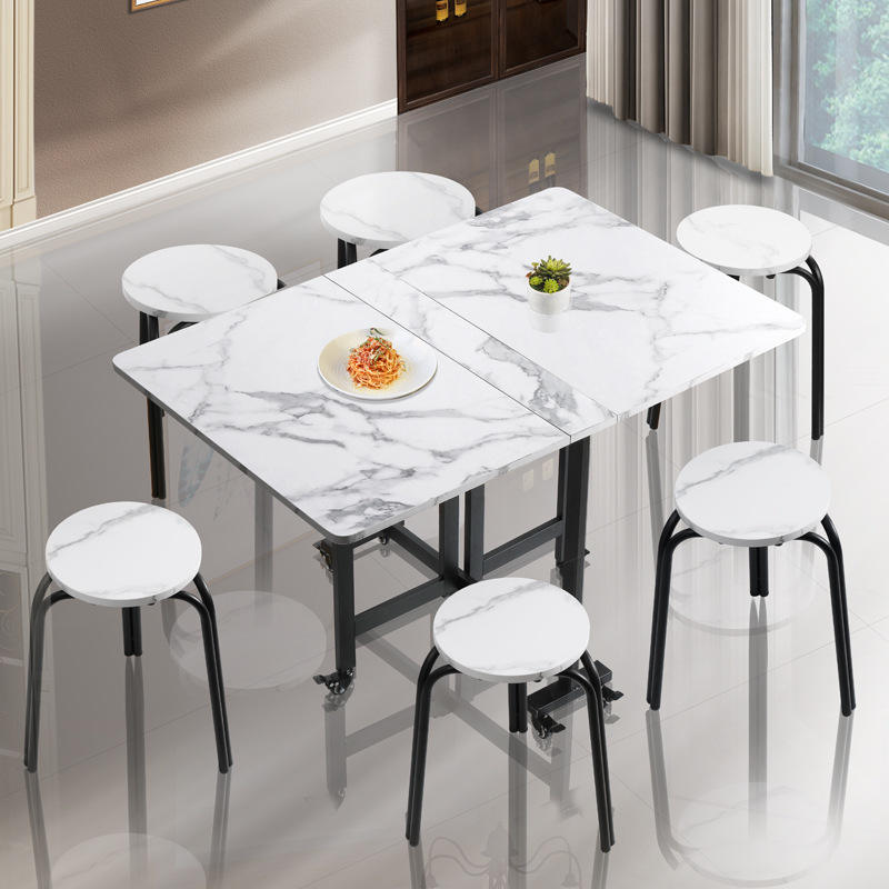 Foldable table durable cheap space-saving dining room home limestone table commercial furniture home office desk