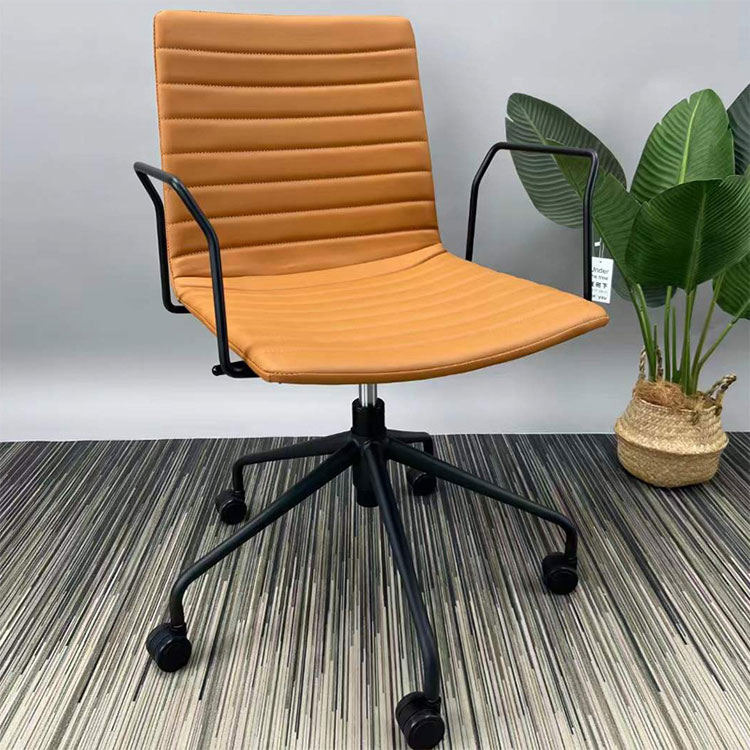 Modern Luxury Mid Back Leather Chair Wheels Executive Office Computer Chair Sillas