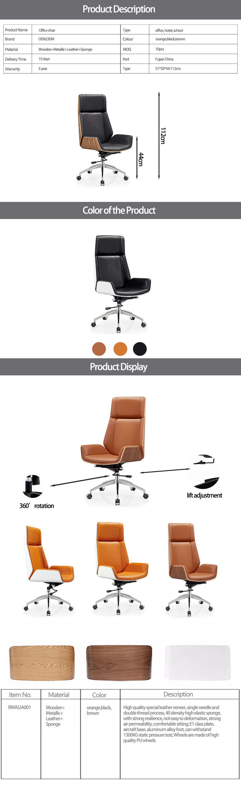 Comfortable executive swivel wheels leather mesh furniture black rolling ergonomic office chair furniture sillas