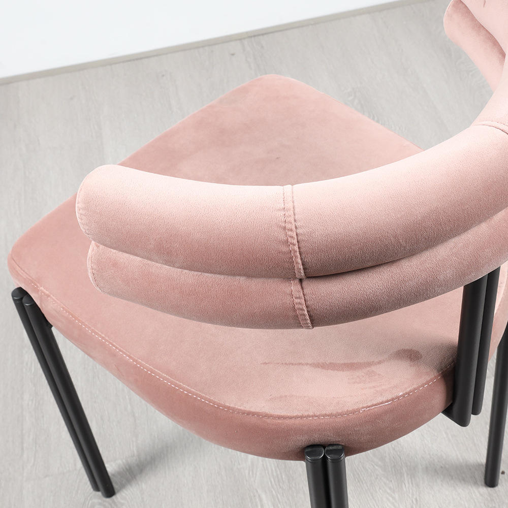italian modern sillas de comedor designers nordic curved black boucle Fabric dining chair Home Dining Chair
