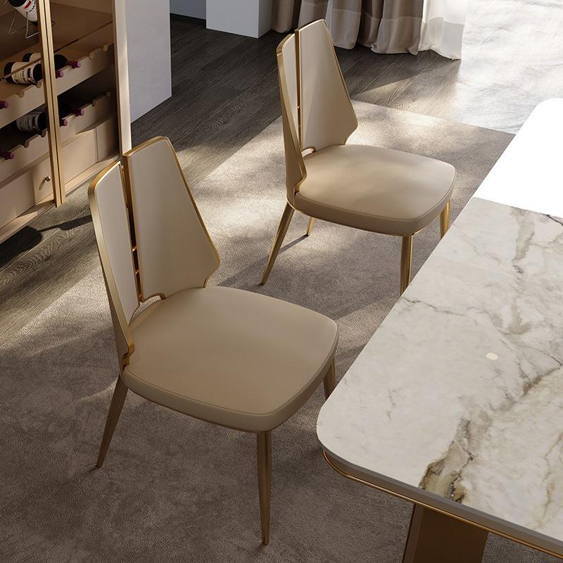 New Design Modern Ergonomic Leather Luxury Living Room Hotel Restaurant Home Furniture Metal Stainless Steel Dining Chair