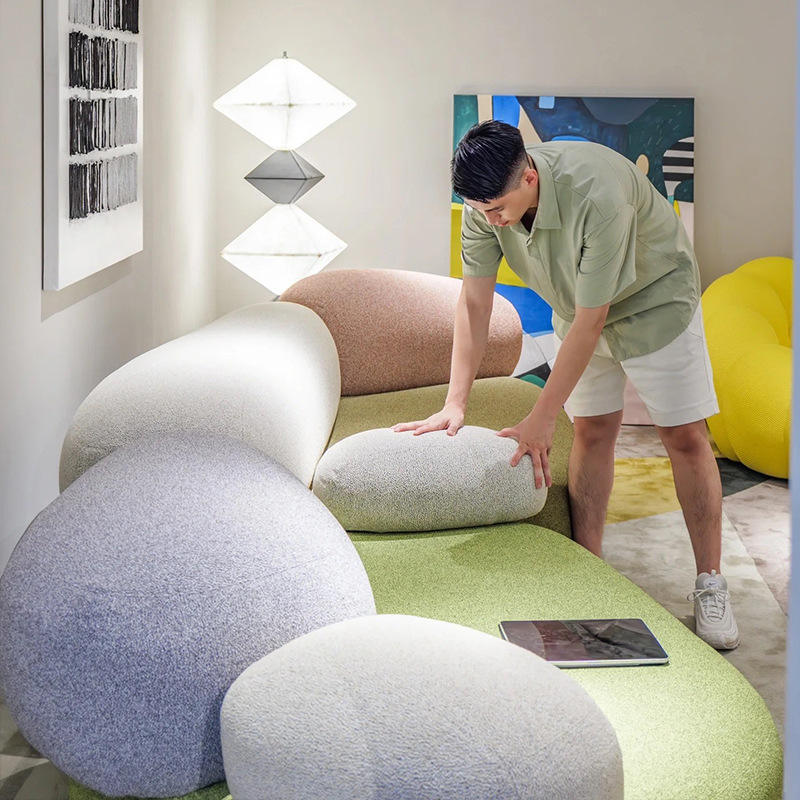 Italian light luxury simple cloth multi-shaped free combination module sofa sectional couch sofa for living room waiting room