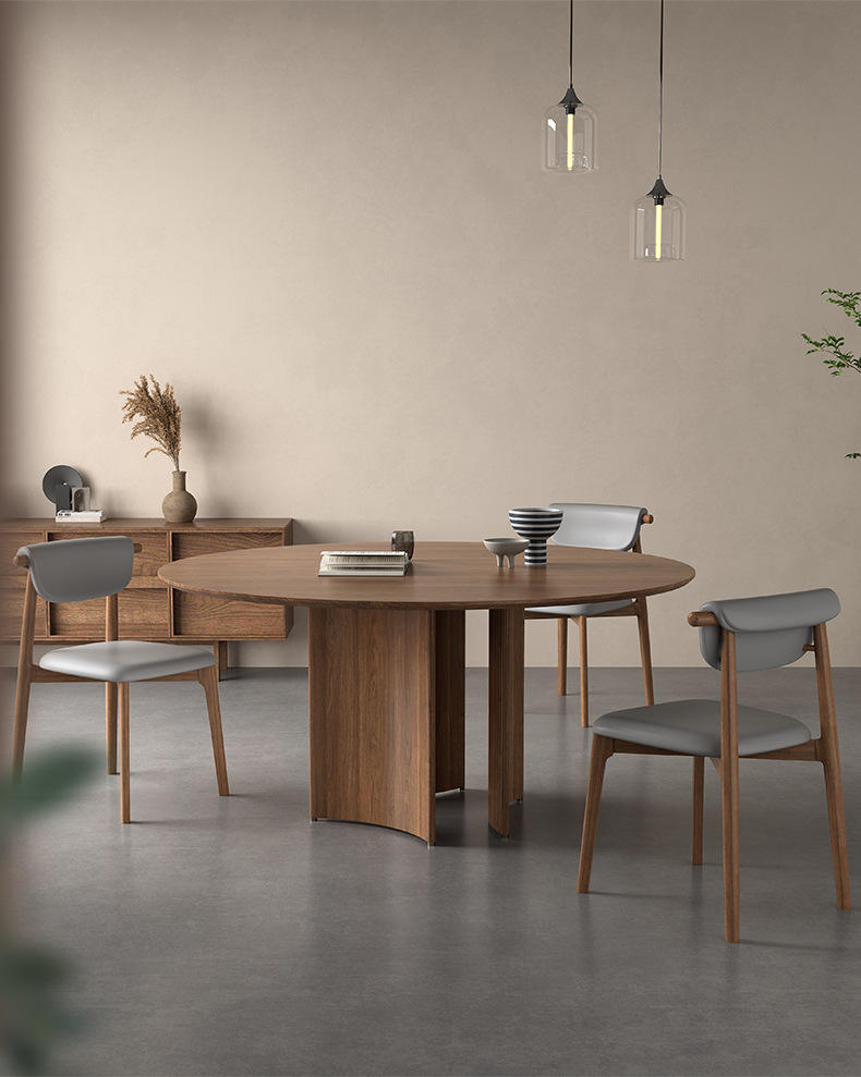 Modern Dining Room Furniture Walnut Wood Table Luxury Round Wooden Dining Table 8 seater For Hotel Restaurant