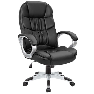 Ergonomic Chair High Back PU Leather Computer Chair,Executive Swivel Chair with Leg Rest and Lumbar Support,Black Office Chair