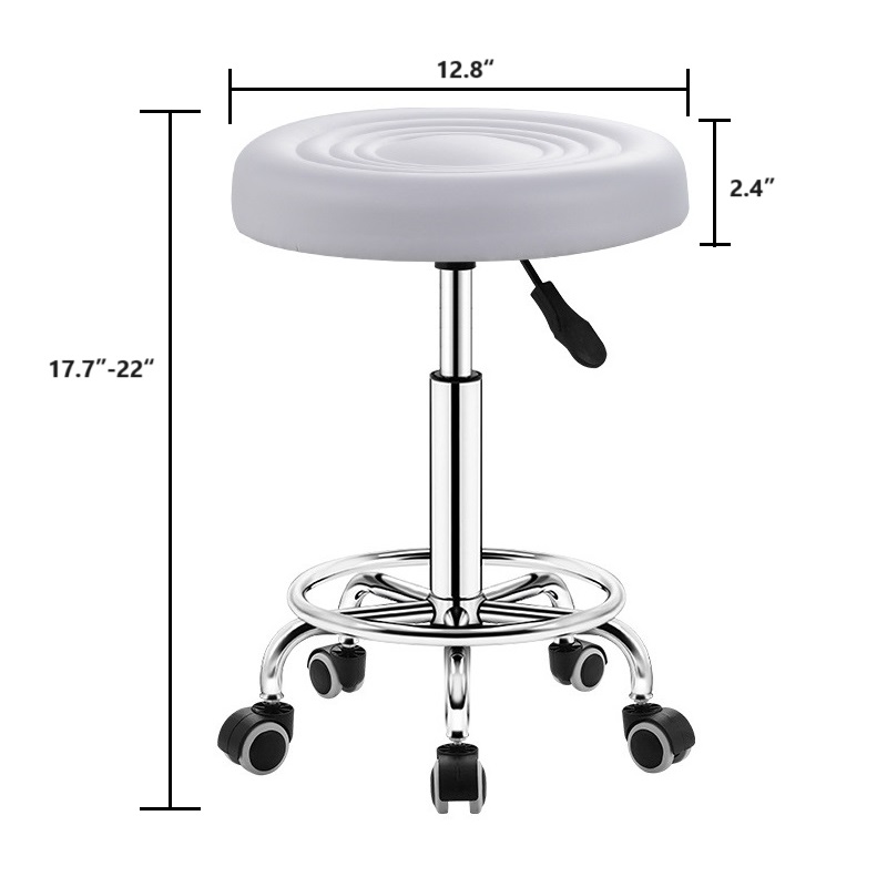 PU Leather Round Swivel Rolling Stool Height Adjustable Drafting Spa Salon Tattoo Massage Stools Task Chair