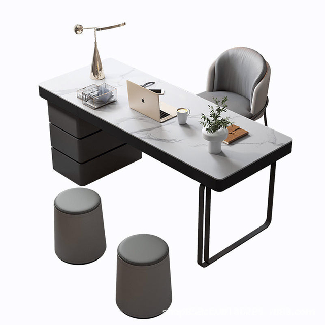 Black Home Office Desk and Chair Design luxury stone top Work Desk Modern Office Table Furniture