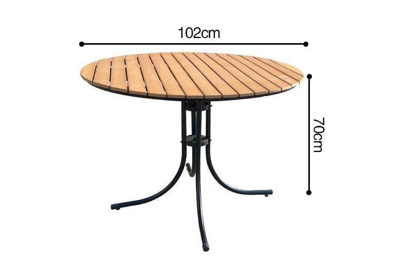 Outdoor Commercial Furniture Dining Chair And Table Set Metal Frame Plastic Wood Chair Garden Sillas Courtyard Mesas