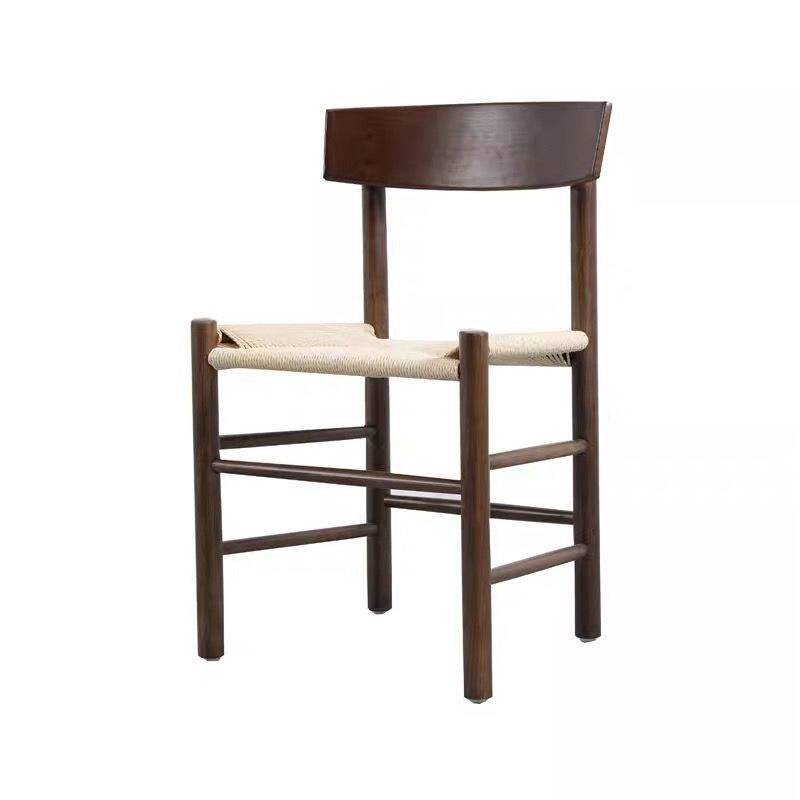 solid wood frame dining chair classic design armrest woven rope seat dining chair restaurant wooden chair