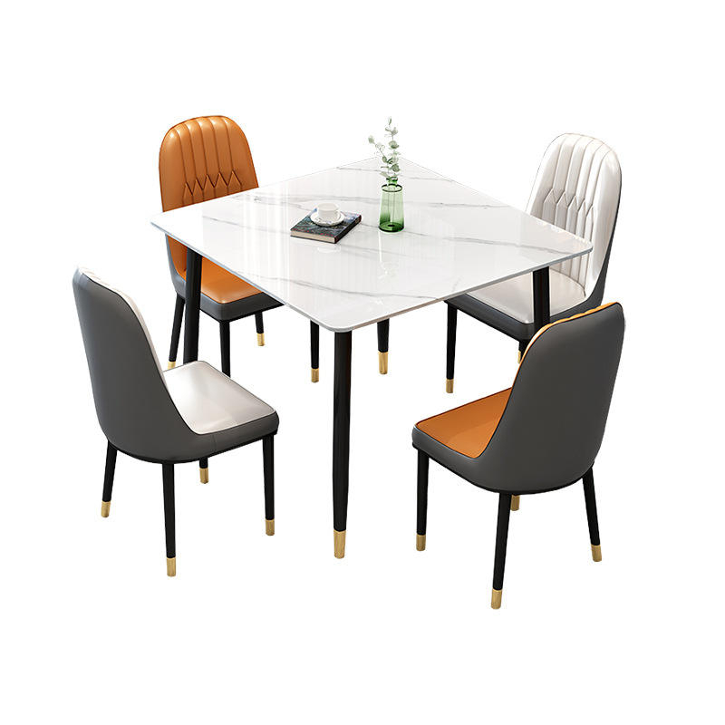 Wholesale Fashion Creative Wire Leg Dining Table Dining Room Furniture Marble Slate Rock Tabletop Dinner Table mesas