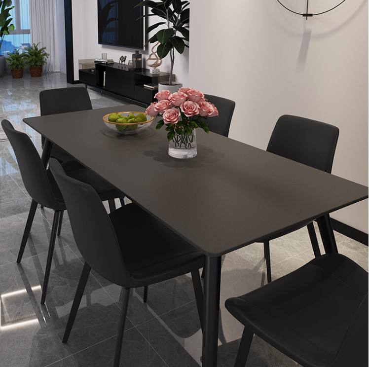 Wholesale Fashion Creative Wire Leg Dining Table Dining Room Furniture Marble Slate Rock Tabletop Dinner Table mesas