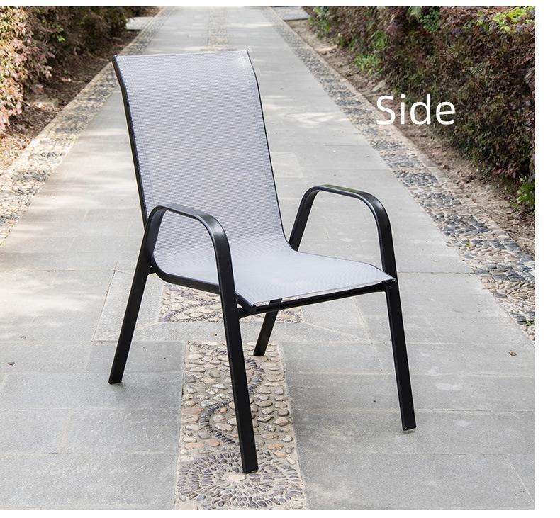 Outdoor Leisure High Back Stackable Chair Wrought Iron Single Chair Mesh Sillas Patio Balcony Coffee Shop Chair