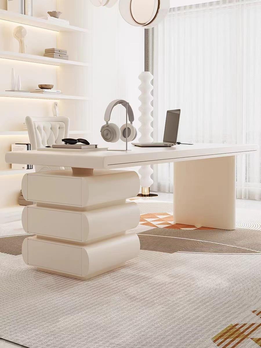 Modern simple Italian light luxury family office computer sintered stone desk with drawers
