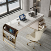 French Designer Elegent Style Modern Stainless Steel Gold Luxury Home Furniture Desk Office Table Slate Limestone Desktop Steel