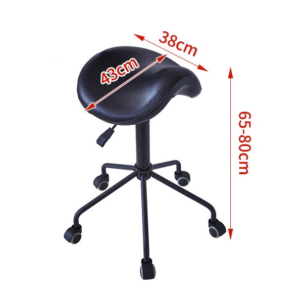 Professional Saddle Stool with Wheels Ergonomic Swivel Rolling Height Adjustable for Clinic Dentist Beauty Salon Tattoo Home