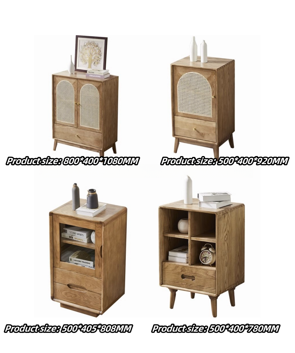 Wholesale Nordic Design Wooden Board Chest Drawer Tallboy Real Rattan Console Table Wooden Cabinets Ash Wood Rattan Side Cabinet
