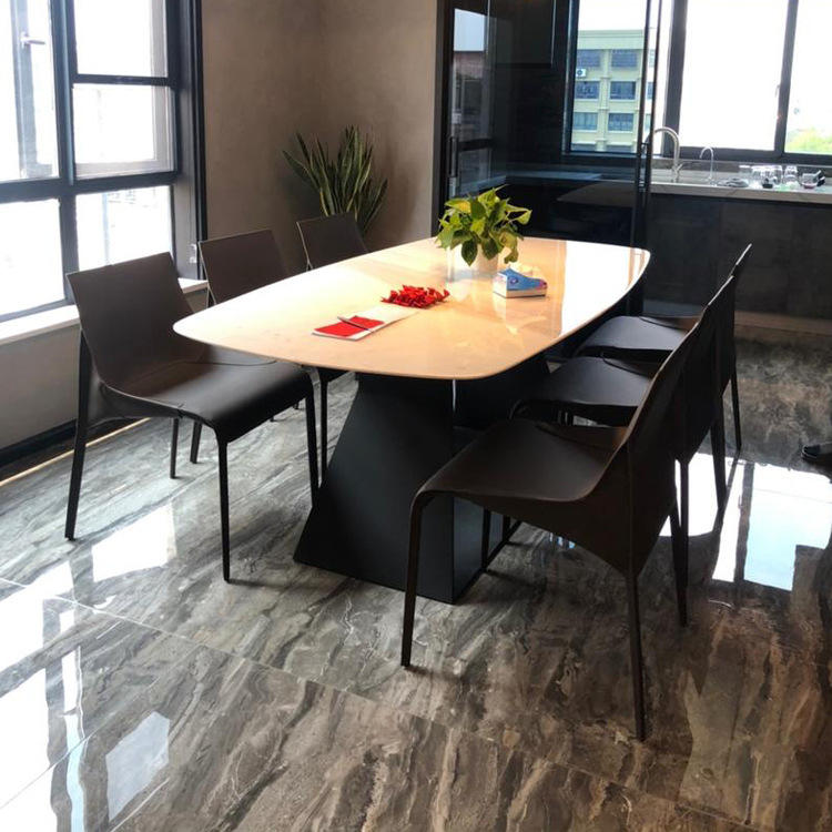 wholesale customize french style luxury upholstered leather dining chair set for restaurant hotel vill