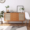 Home Furniture Natural Recycled Pine Solid Wood Real Rattan Side Board Cabinet For Living Room Japanese Style Corner Cabinet