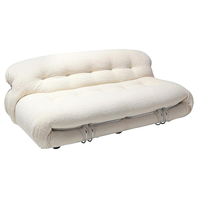 Cream Style Fabric Sofa Living Room Small Apartment Modern Steel Sofa Set Couch