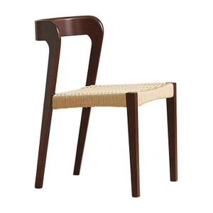 Modern Retro Dining Room Chairs For Restaurant And Coffee Shop Hotel Wood Rattan Chair With High Quality Rope Seat Chair Sillas