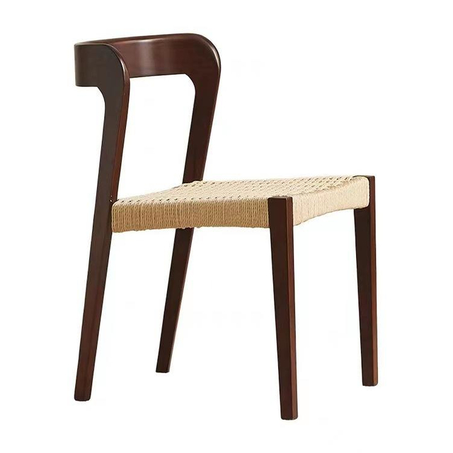 Modern Retro Dining Room Chairs For Restaurant And Coffee Shop Hotel Wood Rattan Chair With High Quality Rope Seat Chair Sillas